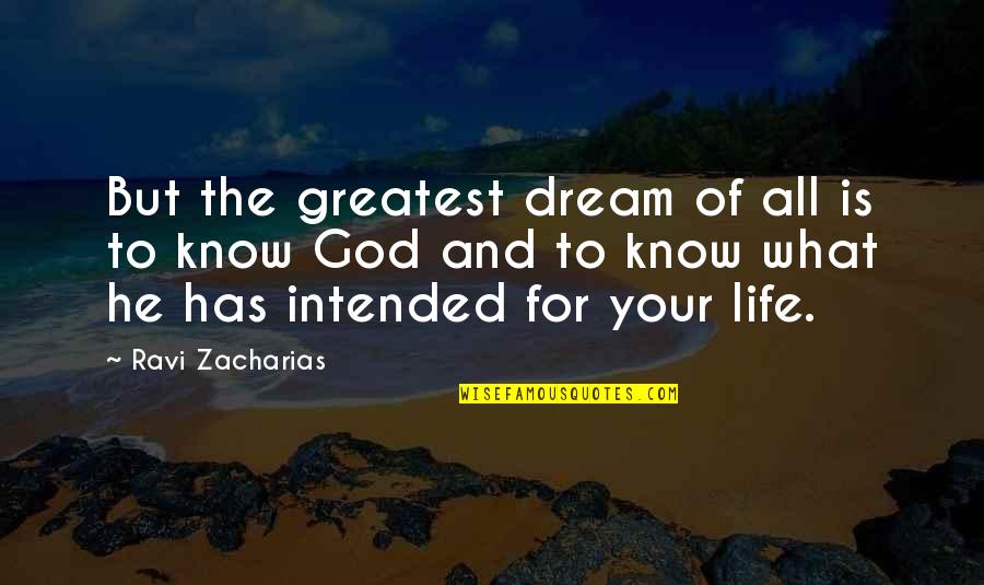 The Life Intended Quotes By Ravi Zacharias: But the greatest dream of all is to