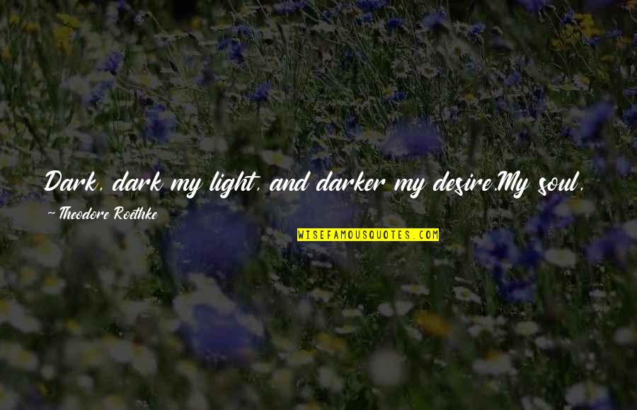 The Light And Darkness Quotes By Theodore Roethke: Dark, dark my light, and darker my desire.My