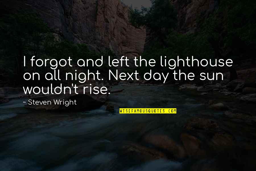The Lighthouse Funny Quotes By Steven Wright: I forgot and left the lighthouse on all