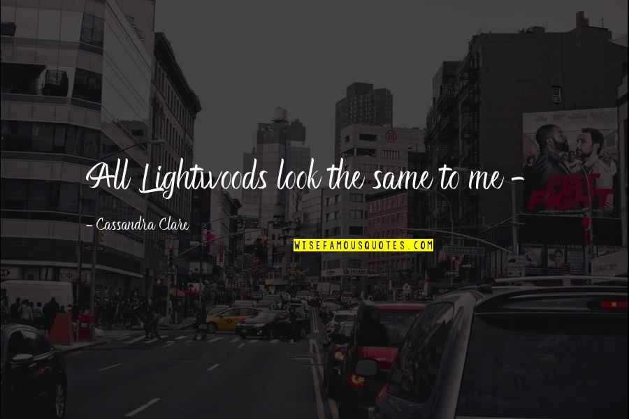 The Lightwoods Quotes By Cassandra Clare: All Lightwoods look the same to me -