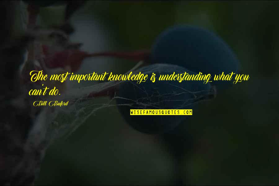 The Limits Of Knowledge Quotes By Bill Buford: The most important knowledge is understanding what you