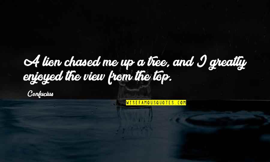The Lion Quotes By Confucius: A lion chased me up a tree, and