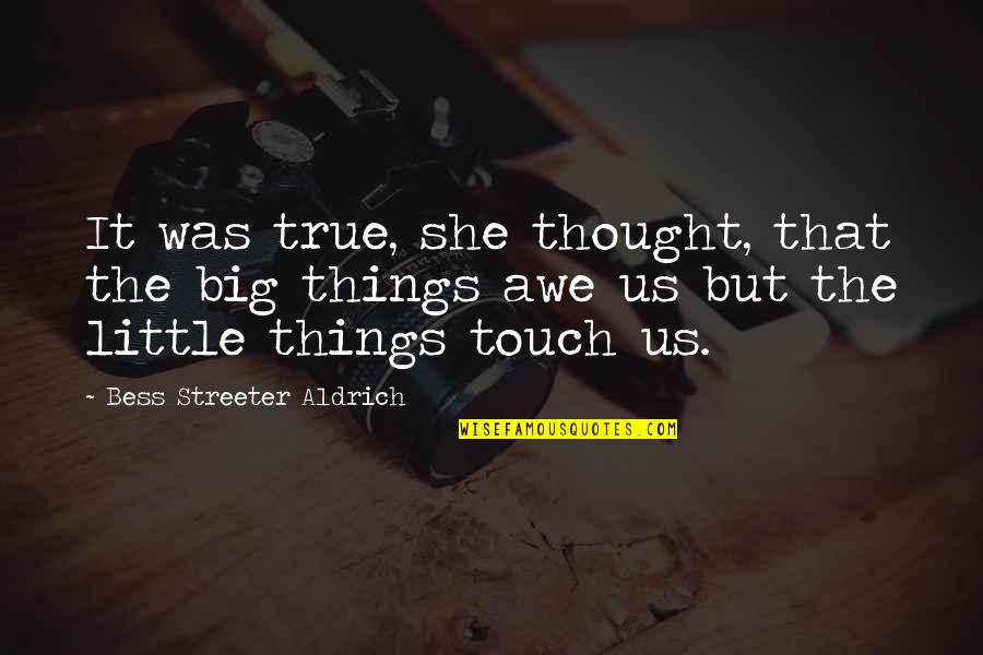 The Little Big Things Quotes By Bess Streeter Aldrich: It was true, she thought, that the big