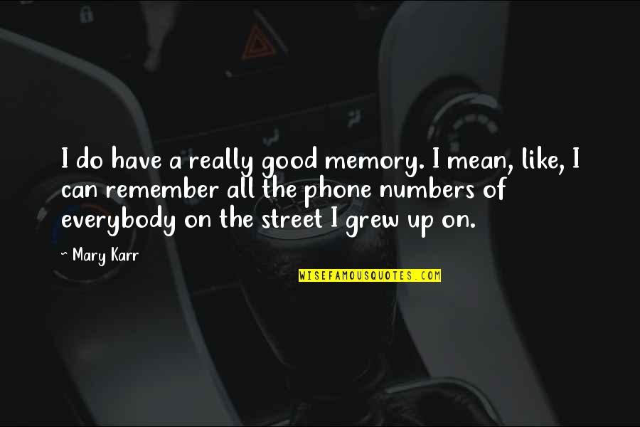 The Little Refugee Quotes By Mary Karr: I do have a really good memory. I