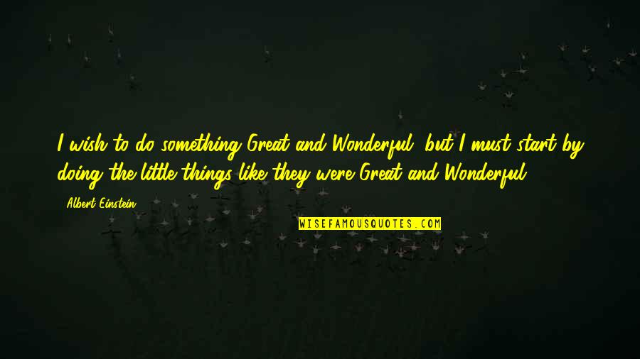 The Little Things You Do Quotes By Albert Einstein: I wish to do something Great and Wonderful,