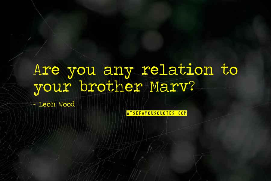 The Llano In Bless Me Ultima Quotes By Leon Wood: Are you any relation to your brother Marv? The Llano In Bless Me Ultima Quotes By Leon Wood: Are you any relation to your brother Marv?