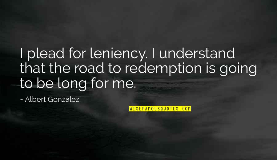 The Long Road Quotes By Albert Gonzalez: I plead for leniency. I understand that the