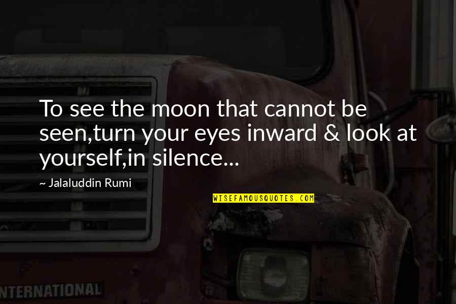 The Look In Your Eyes Quotes By Jalaluddin Rumi: To see the moon that cannot be seen,turn