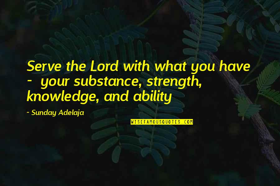 The Lord's Strength Quotes By Sunday Adelaja: Serve the Lord with what you have -