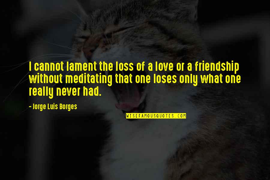 The Loss Of Friendship Quotes By Jorge Luis Borges: I cannot lament the loss of a love