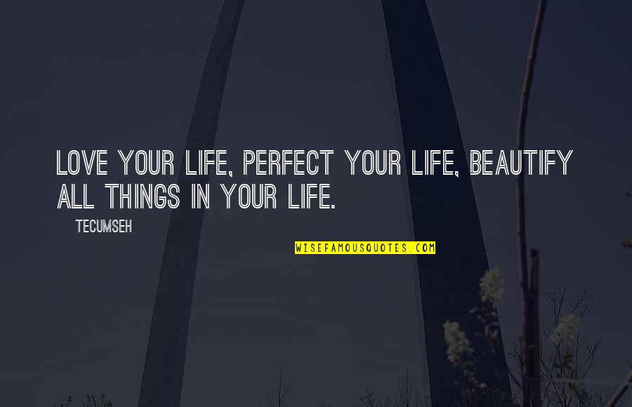 The Love Between A Father And Son Quotes By Tecumseh: Love your life, perfect your life, beautify all