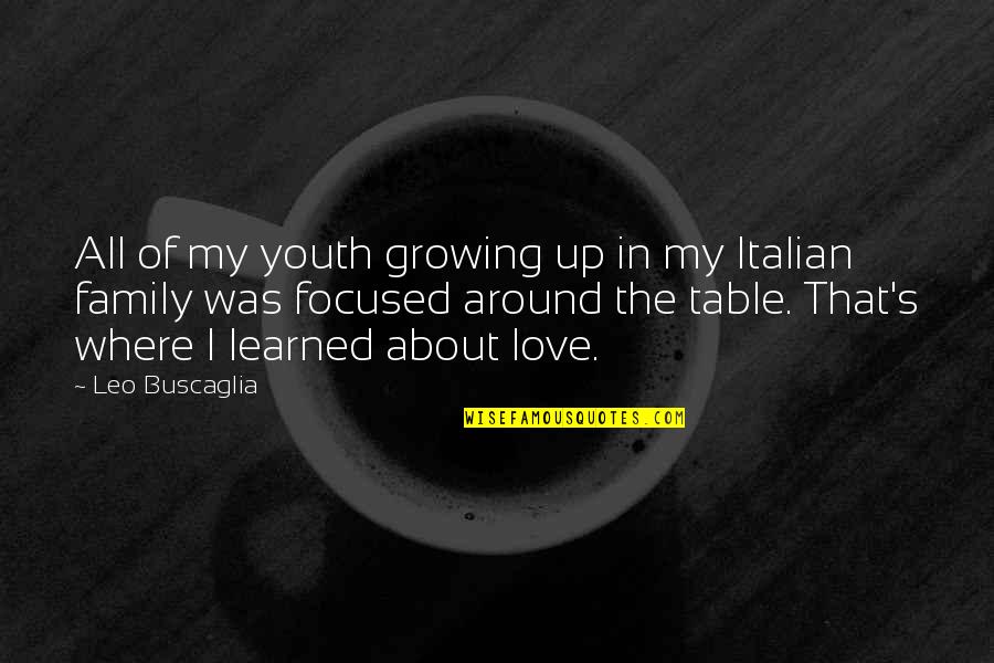 The Love Of Family Quotes By Leo Buscaglia: All of my youth growing up in my