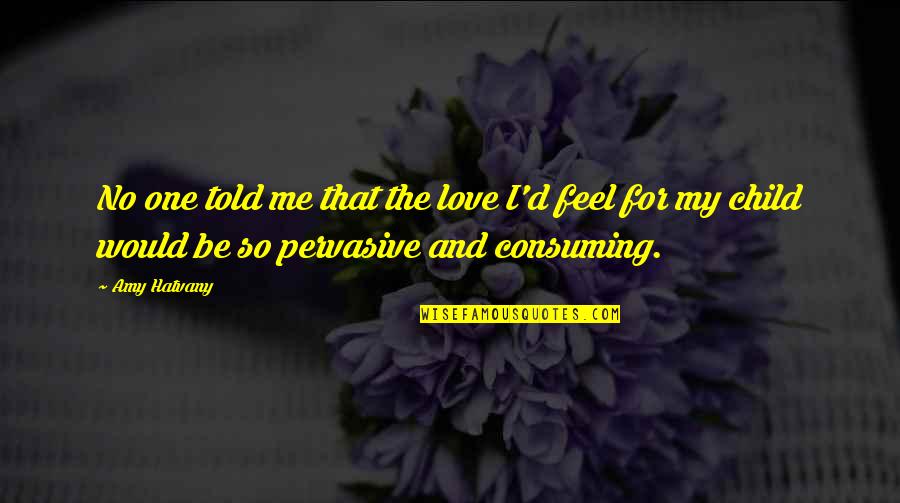 The Love You Feel For Your Child Quotes By Amy Hatvany: No one told me that the love I'd