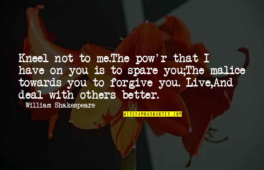 The Malice Quotes By William Shakespeare: Kneel not to me.The pow'r that I have The Malice Quotes By William Shakespeare: Kneel not to me.The pow'r that I have