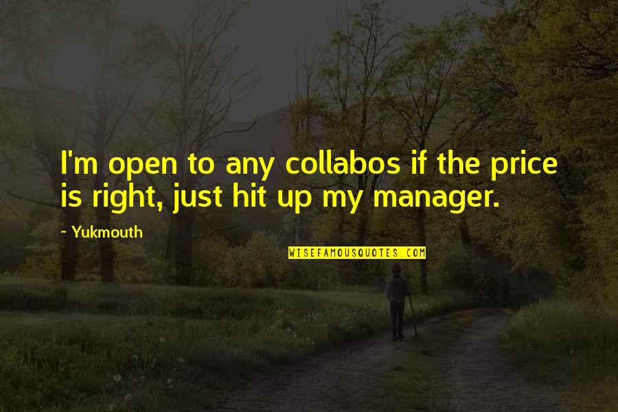 The Manager Quotes By Yukmouth: I'm open to any collabos if the price