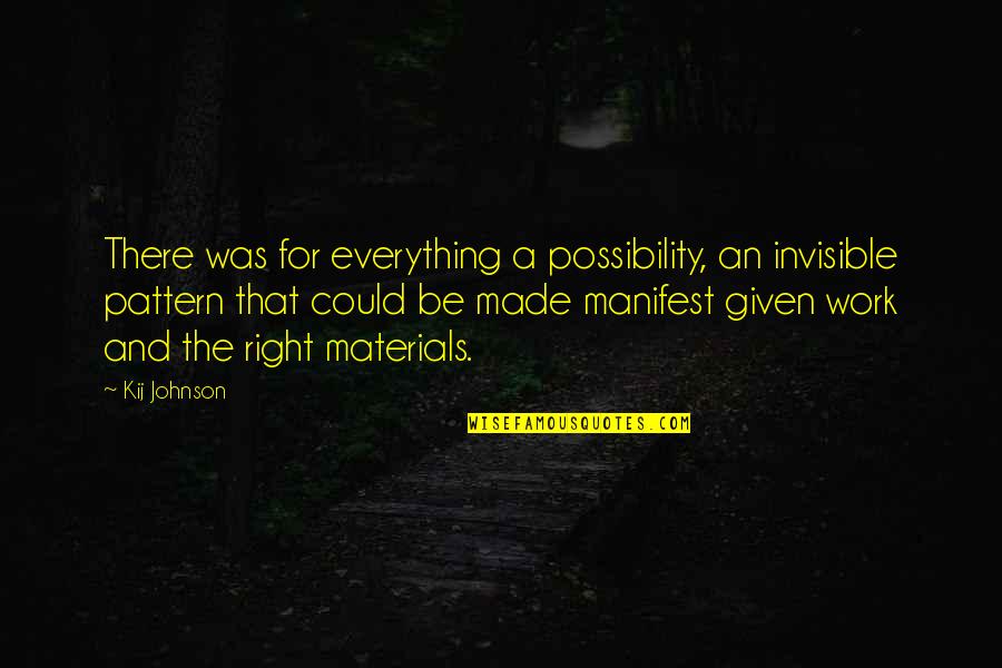 The Manifest Destiny Quotes By Kij Johnson: There was for everything a possibility, an invisible