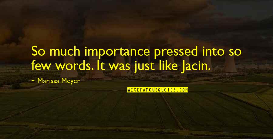 The Manifold Being Quotes By Marissa Meyer: So much importance pressed into so few words.