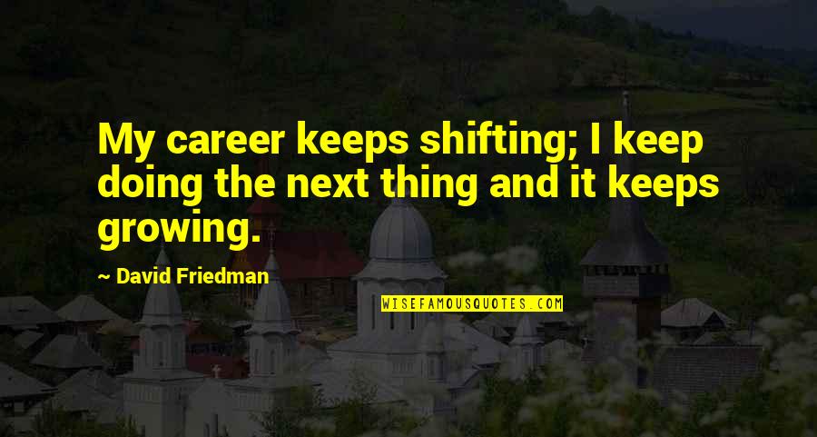 The Media Influence Quotes By David Friedman: My career keeps shifting; I keep doing the