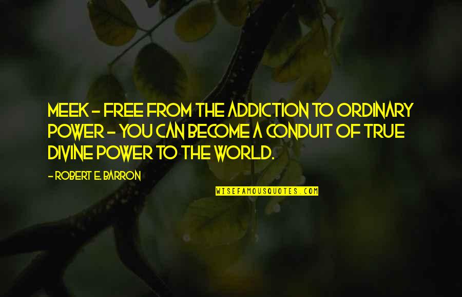 The Meek Quotes By Robert E. Barron: Meek - free from the addiction to ordinary