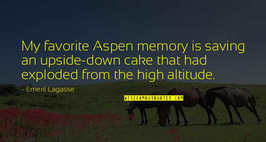 The Memory That Quotes By Emeril Lagasse: My favorite Aspen memory is saving an upside-down
