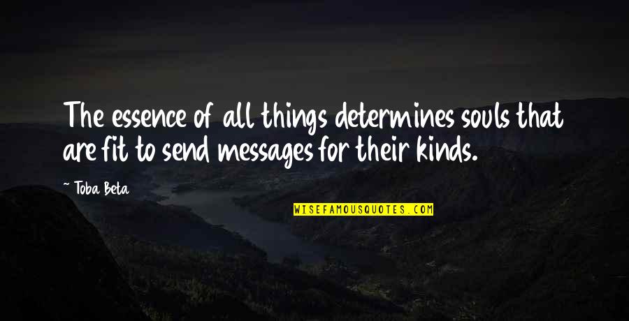 The Messenger Quotes By Toba Beta: The essence of all things determines souls that The Messenger Quotes By Toba Beta: The essence of all things determines souls that