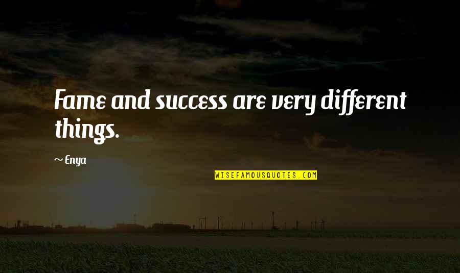 The Metamorphosis Key Quotes By Enya: Fame and success are very different things.