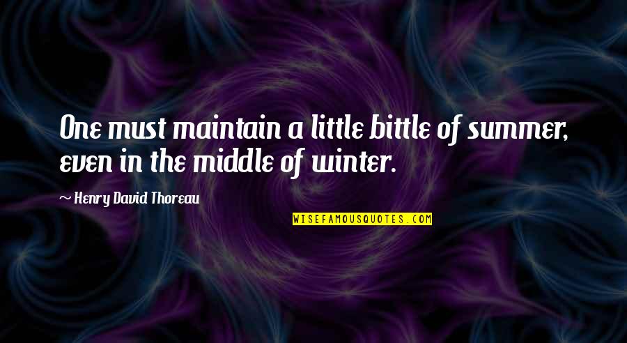 The Middle Of Summer Quotes By Henry David Thoreau: One must maintain a little bittle of summer,