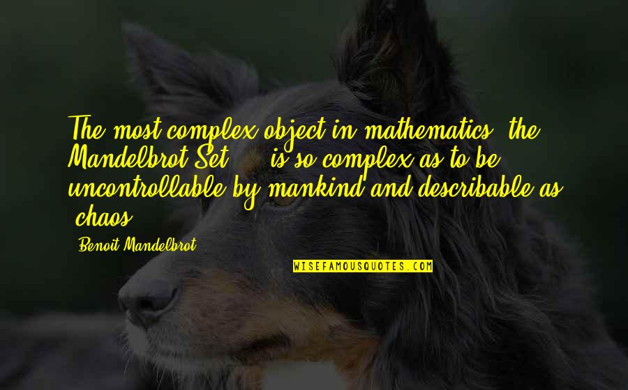 The Missouri Compromise Of 1820 Quotes By Benoit Mandelbrot: The most complex object in mathematics, the Mandelbrot