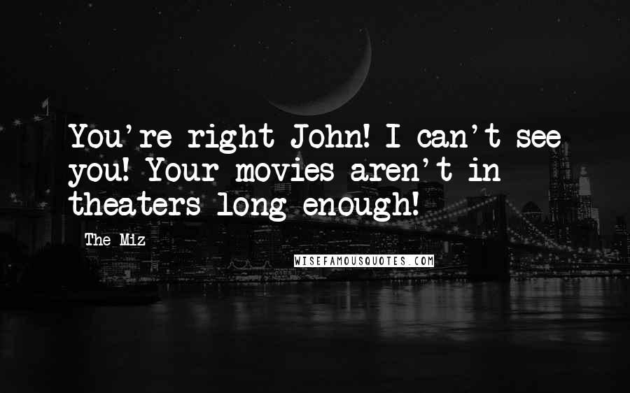 The Miz quotes: You're right John! I can't see you! Your movies aren't in theaters long enough!