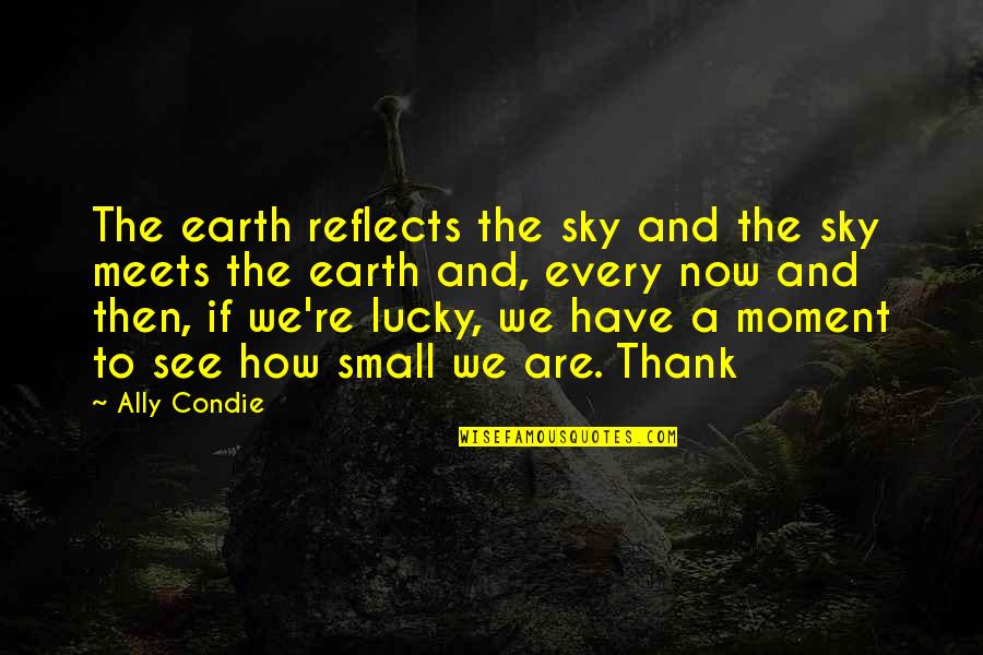 The Moment I See You Quotes By Ally Condie: The earth reflects the sky and the sky The Moment I See You Quotes By Ally Condie: The earth reflects the sky and the sky
