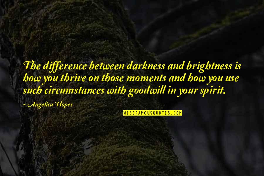 The Moments In Life Quotes By Angelica Hopes: The difference between darkness and brightness is how