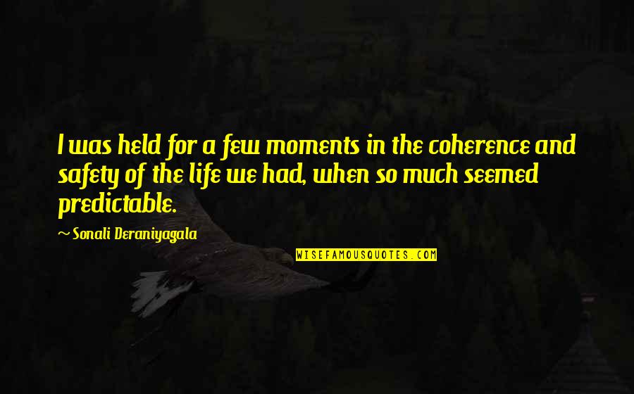 The Moments In Life Quotes By Sonali Deraniyagala: I was held for a few moments in