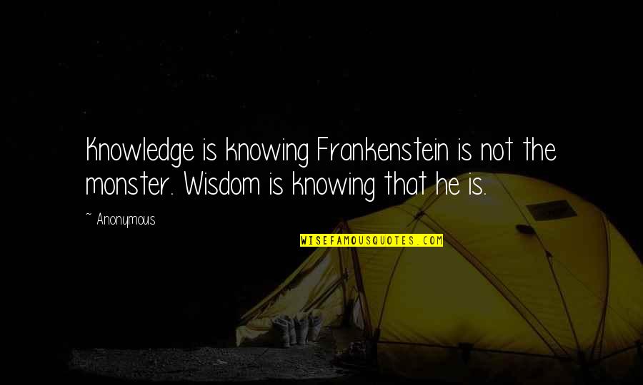 The Monster In Frankenstein Quotes By Anonymous: Knowledge is knowing Frankenstein is not the monster.