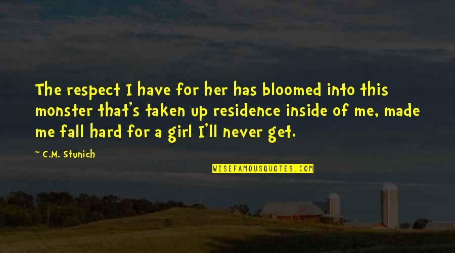 The Monster You Made Quotes By C.M. Stunich: The respect I have for her has bloomed The Monster You Made Quotes By C.M. Stunich: The respect I have for her has bloomed