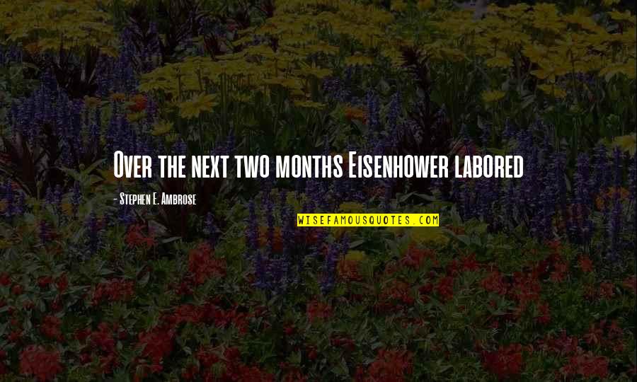The Months Quotes By Stephen E. Ambrose: Over the next two months Eisenhower labored