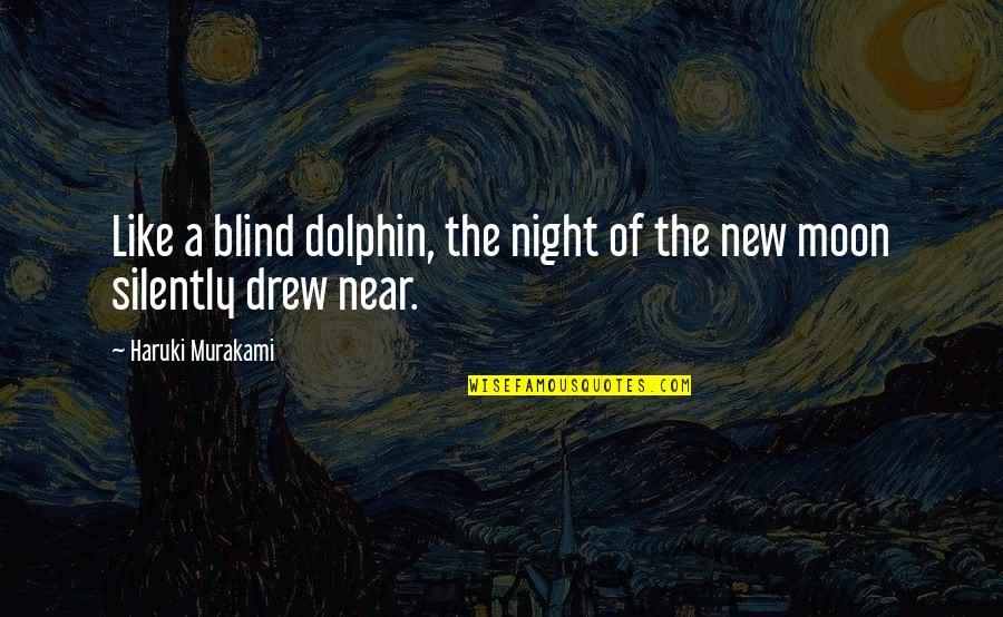 The Moon At Night Quotes By Haruki Murakami: Like a blind dolphin, the night of the