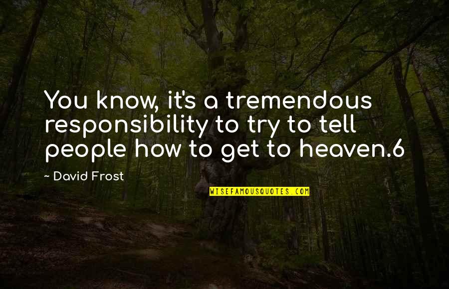 The More I Get To Know People Quotes By David Frost: You know, it's a tremendous responsibility to try