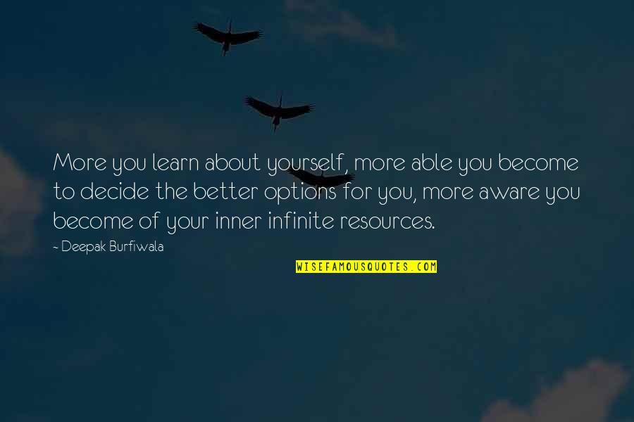 The More You Learn Quotes By Deepak Burfiwala: More you learn about yourself, more able you