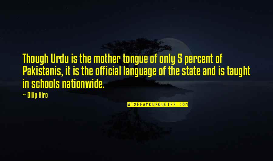 The Mother Tongue Quotes By Dilip Hiro: Though Urdu is the mother tongue of only