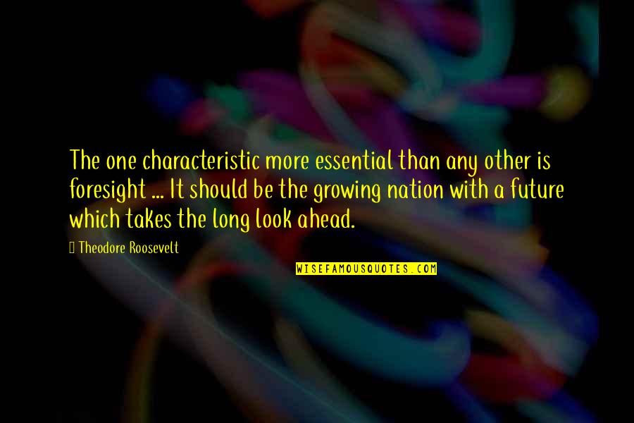 The Nation's Future Quotes By Theodore Roosevelt: The one characteristic more essential than any other