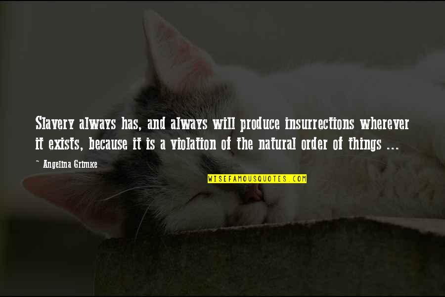 The Natural Order Of Things Quotes By Angelina Grimke: Slavery always has, and always will produce insurrections