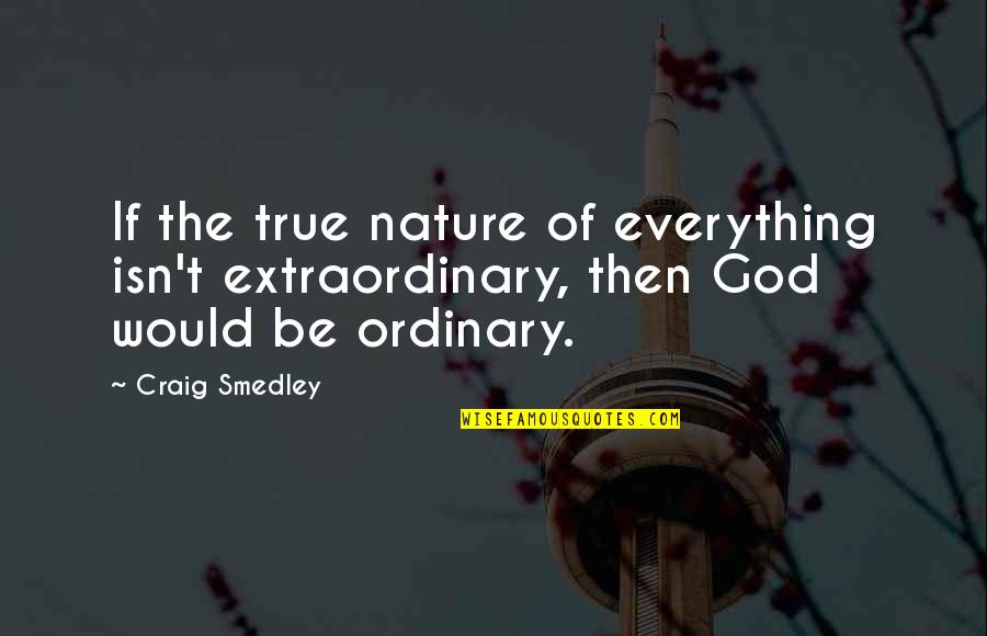 The Nature Of God Quotes By Craig Smedley: If the true nature of everything isn't extraordinary,