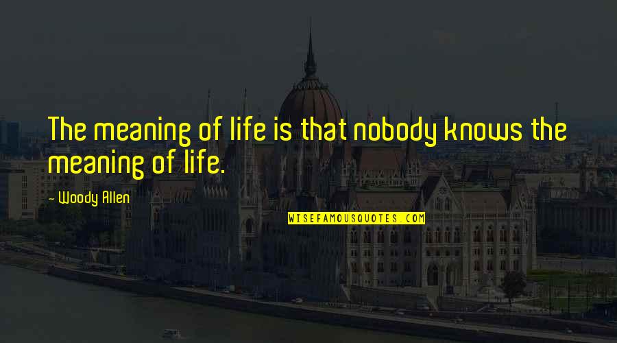 The Nature Of Human Life Quotes By Woody Allen: The meaning of life is that nobody knows