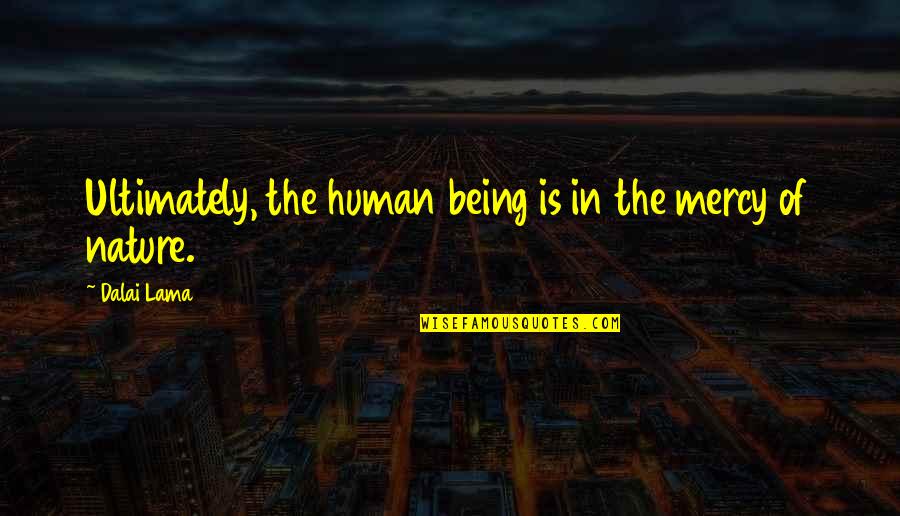 The Nature Of Humans Quotes By Dalai Lama: Ultimately, the human being is in the mercy