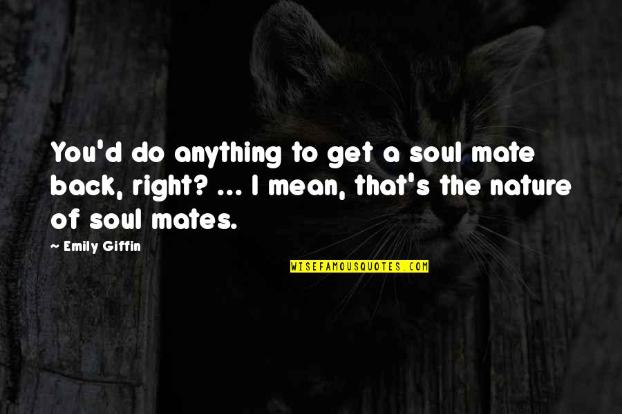 The Nature Of The Soul Quotes By Emily Giffin: You'd do anything to get a soul mate The Nature Of The Soul Quotes By Emily Giffin: You'd do anything to get a soul mate