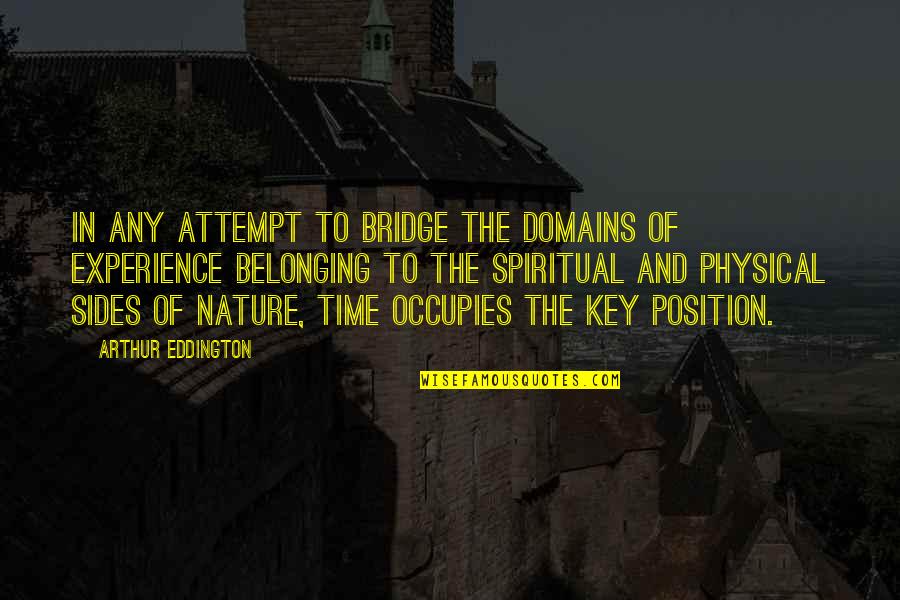 The Nature Of Time Quotes By Arthur Eddington: In any attempt to bridge the domains of