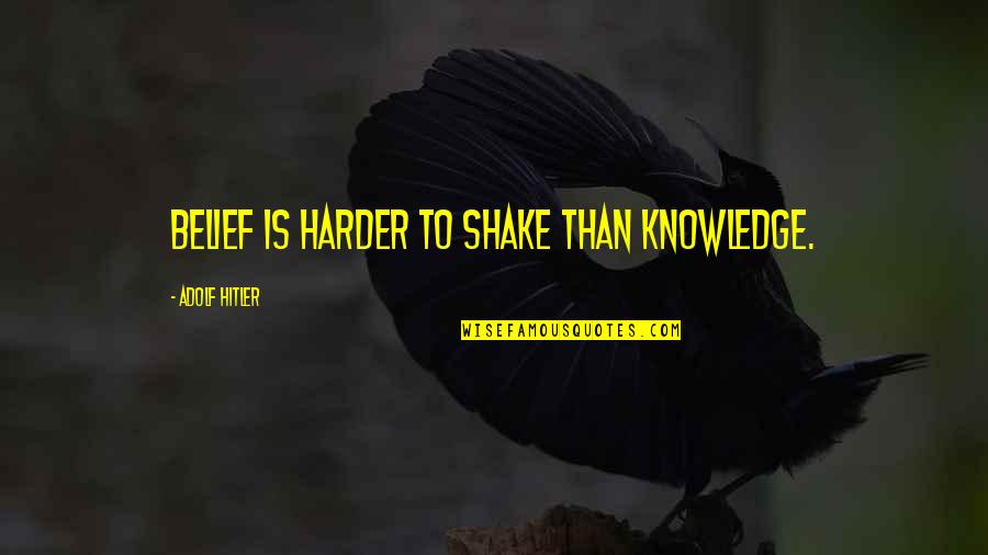 The Necessity Of Education Quotes By Adolf Hitler: Belief is harder to shake than knowledge. The Necessity Of Education Quotes By Adolf Hitler: Belief is harder to shake than knowledge.