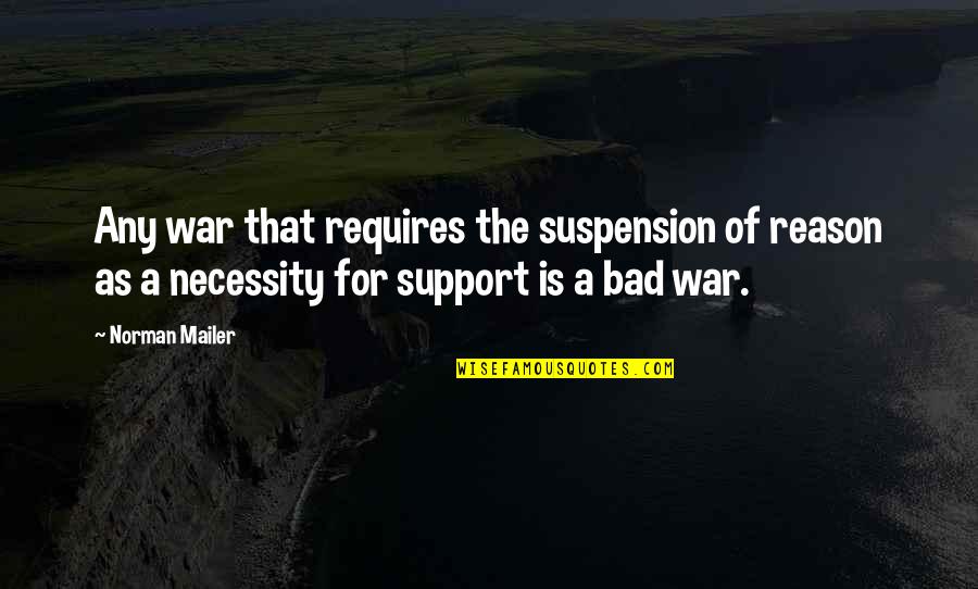 The Necessity Of War Quotes By Norman Mailer: Any war that requires the suspension of reason