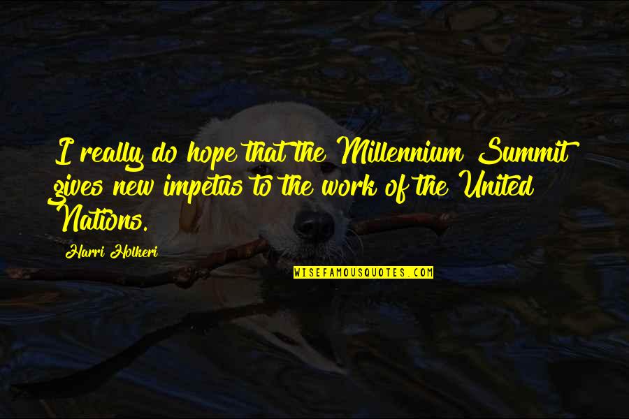 The New Millennium Quotes By Harri Holkeri: I really do hope that the Millennium Summit