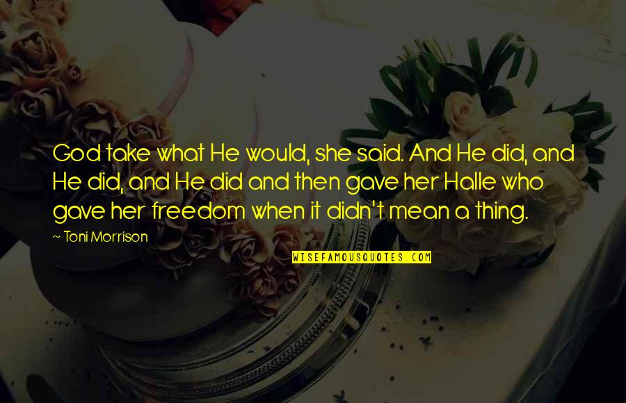 The New York Jets Quotes By Toni Morrison: God take what He would, she said. And